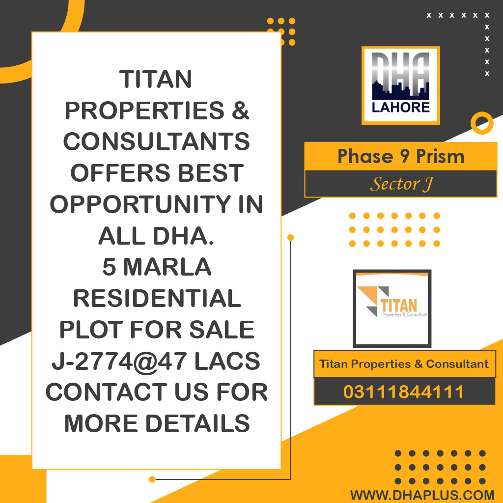 5 Marla Residential Plot for Sale in Sector J - Phase 9 Prism, Lahore - (DP-38062)