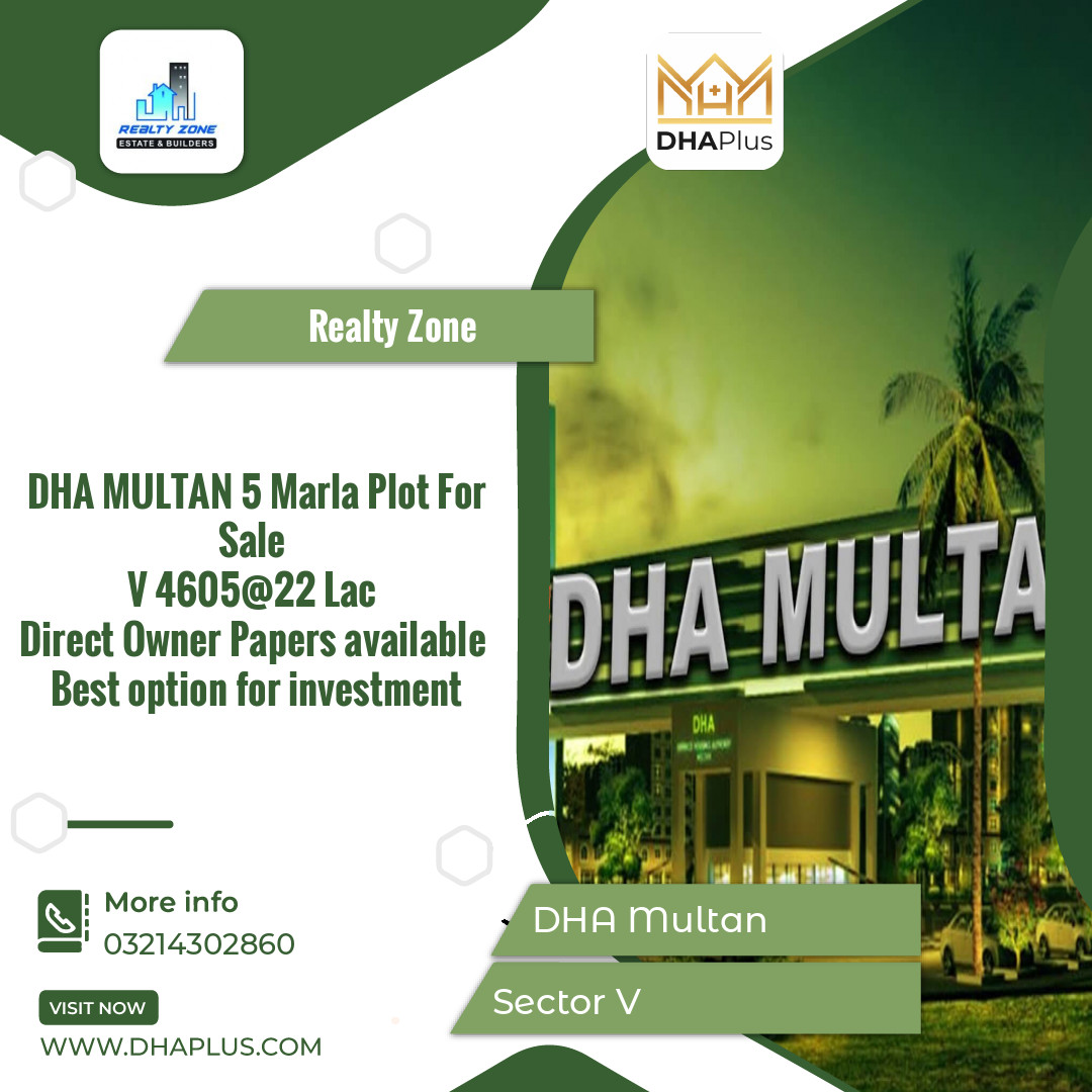 5 Marla Residential Plot for Sale in Sector V - DHA Multan, Multan - (DP-38087)