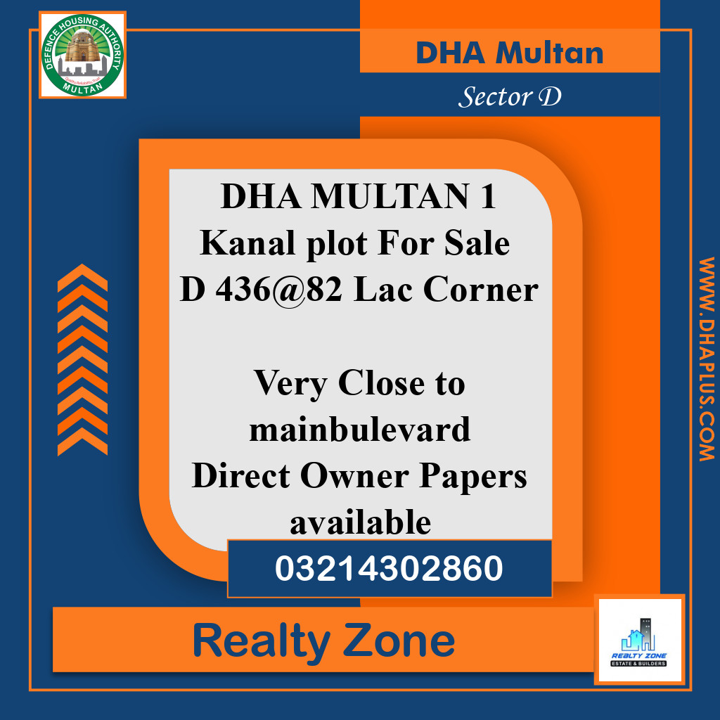 1 Kanal Residential Plot for Sale in Sector D -  DHA Multan, Multan - (DP-38096)