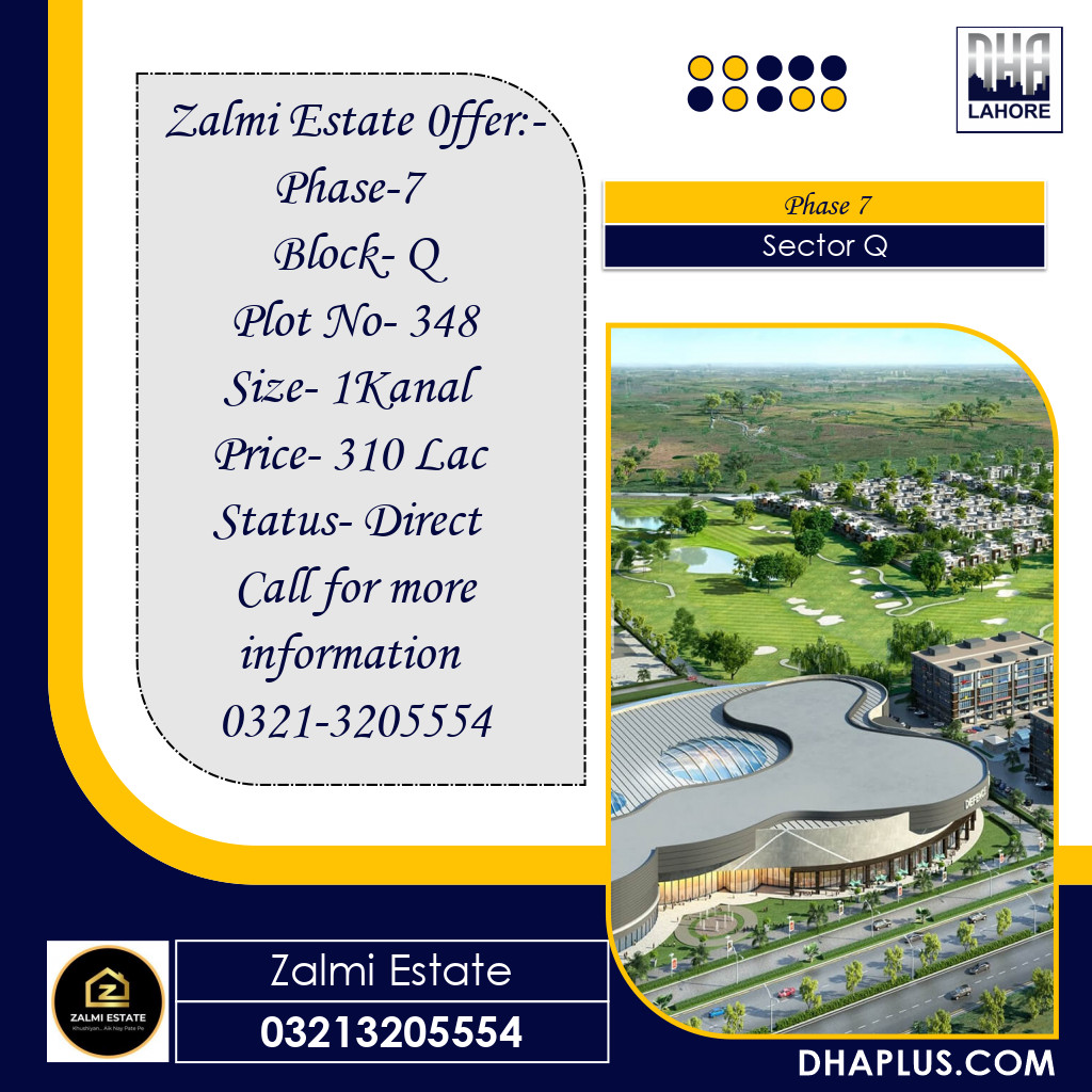 1 Kanal Residential Plot for Sale in Sector Q -  Phase 7, Lahore - (DP-38126)