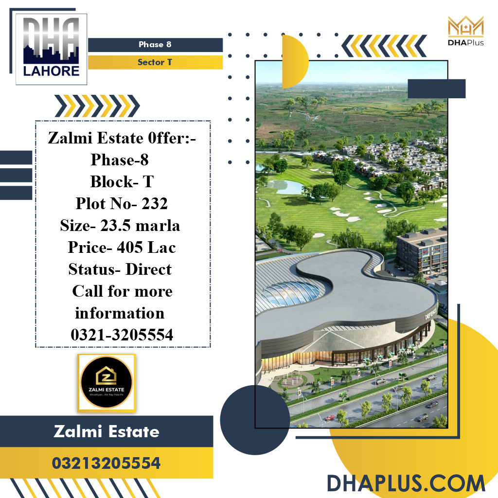 23.5 Marla Residential Plot for Sale in Sector T - Phase 8, Lahore - (DP-38128)