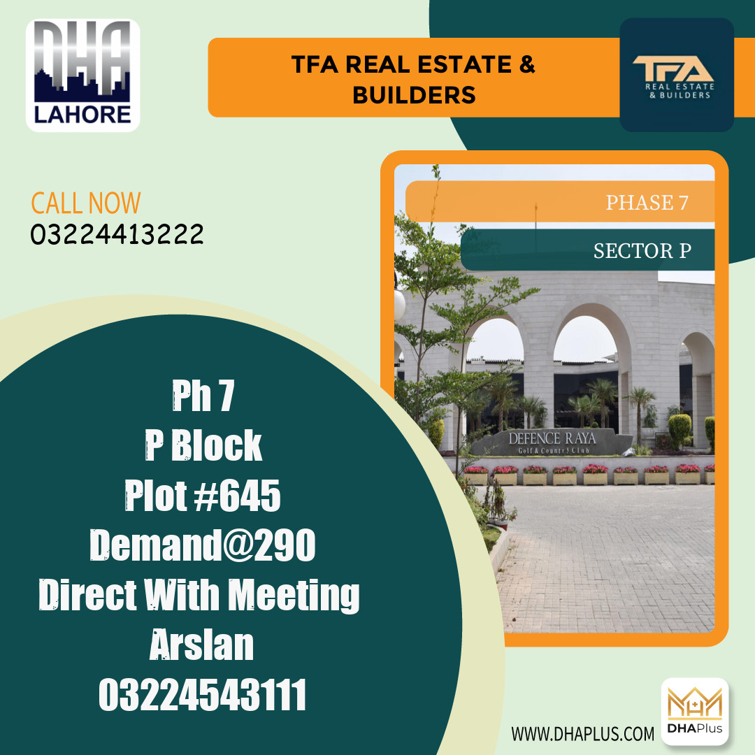 1 Kanal Residential Plot for Sale in Sector P - Phase 7, Lahore - (DP-38332)