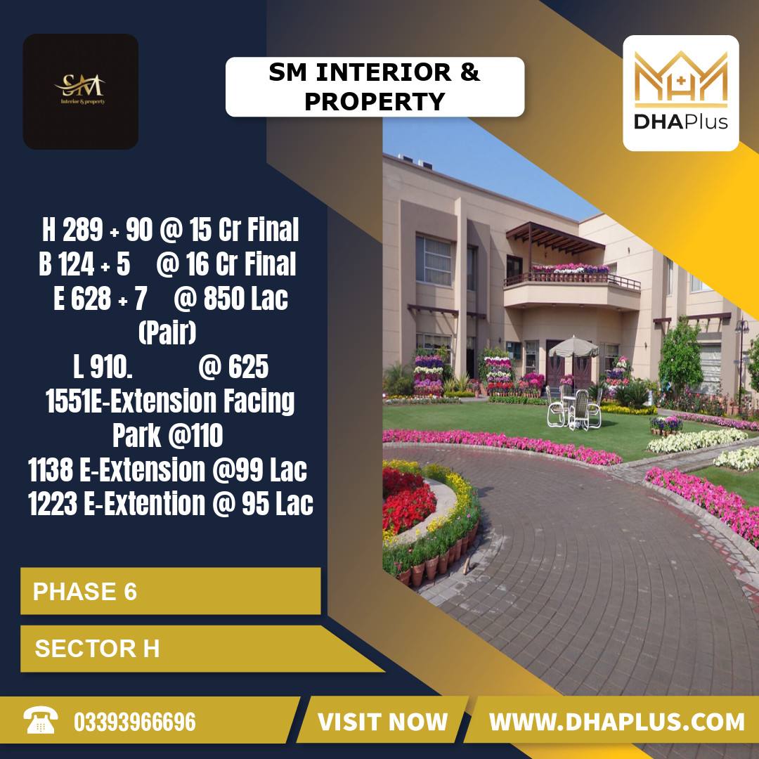 2 Kanal Residential Plot for Sale in Sector H - Phase 6, Lahore - (DP-38391)