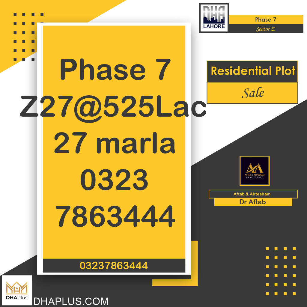 27 Marla Residential Plot for Sale in Sector Z - Phase 7, Lahore - (DP-38420)