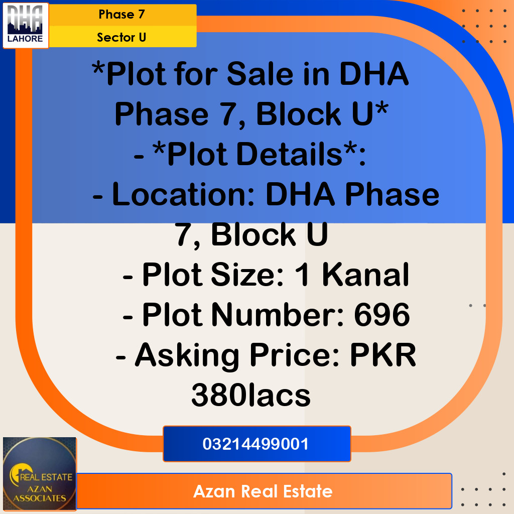 1 Kanal Residential Plot for Sale in Sector U - Phase 7, Lahore - (DP-38507)