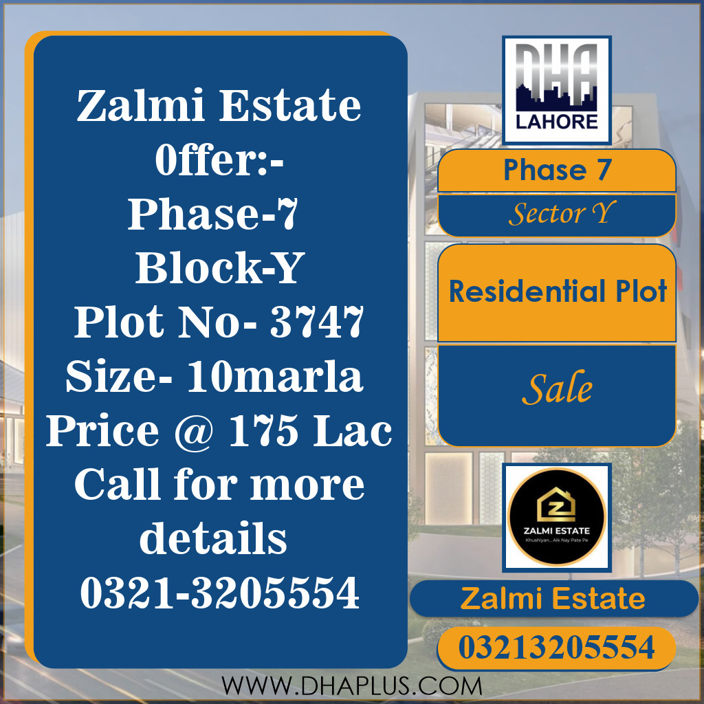 10 Marla Residential Plot for Sale in Sector Y - Phase 7, Lahore - (DP-38518)
