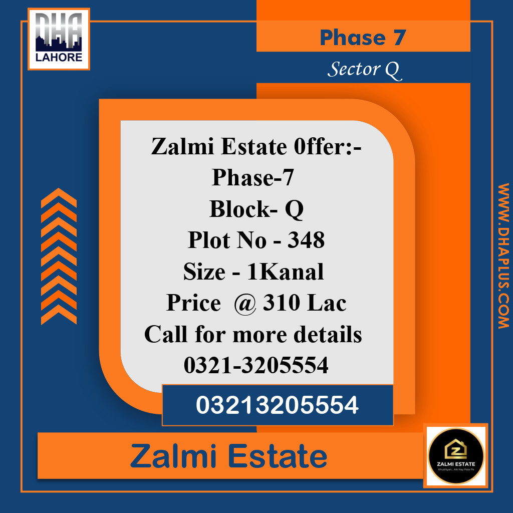 1 Kanal Residential Plot for Sale in Sector Q - Phase 7, Lahore - (DP-38520)