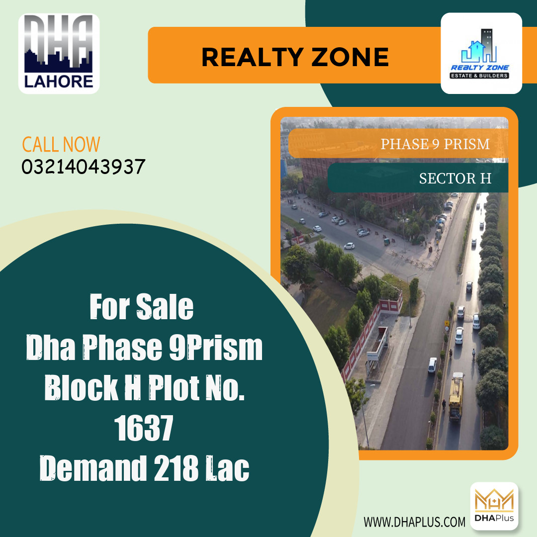 1 Kanal Residential Plot for Sale in Sector H - Phase 9 Prism, Lahore - (DP-38572)