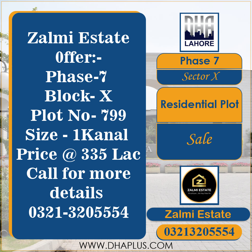 1 Kanal Residential Plot for Sale in Sector X -  Phase 7, Lahore - (DP-38637)