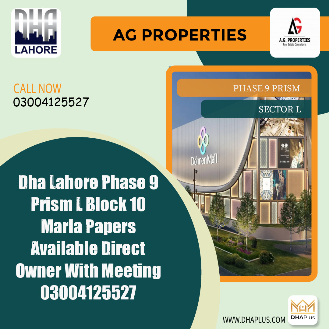 10 Marla Residential Plot for Sale in Sector L -  Phase 9 Prism, Lahore - (DP-38653)