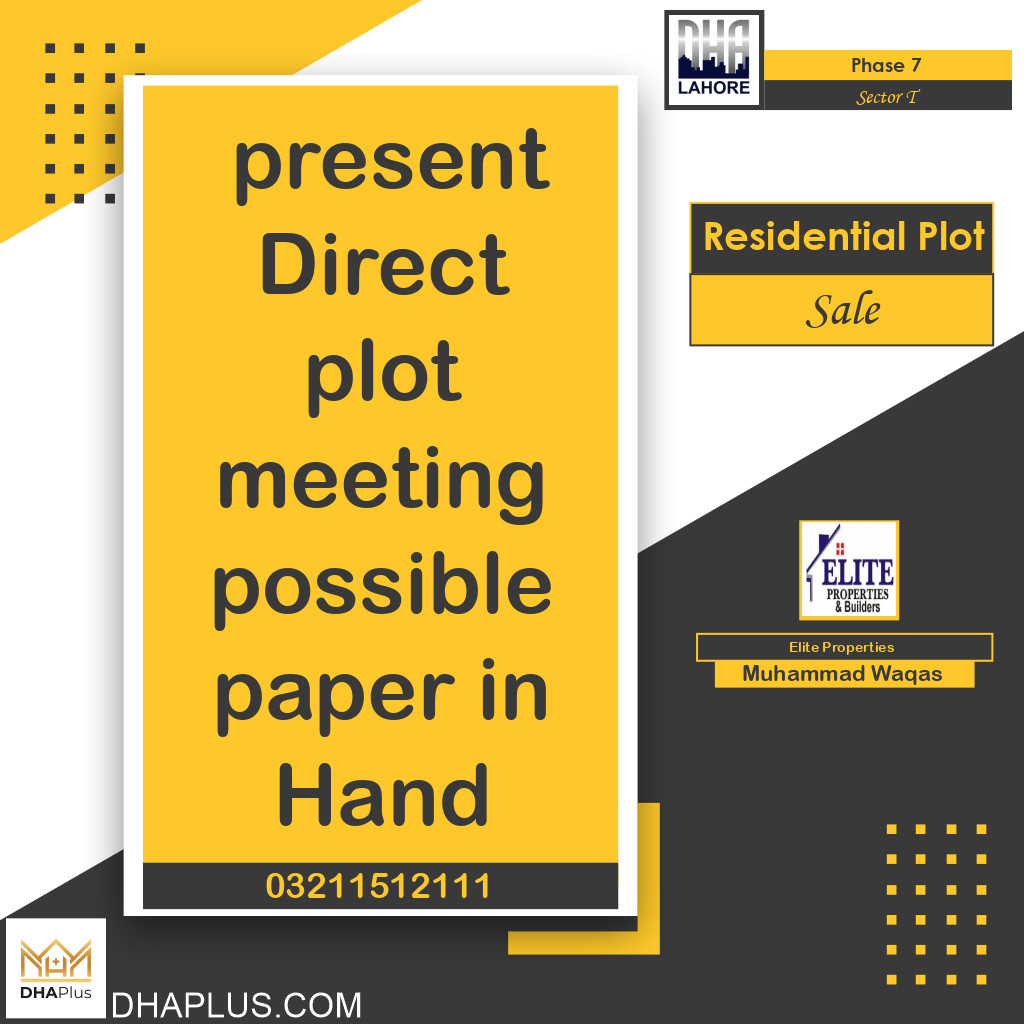 1 Kanal Residential Plot for Sale in Sector T -  Phase 7, Lahore - (DP-38714)