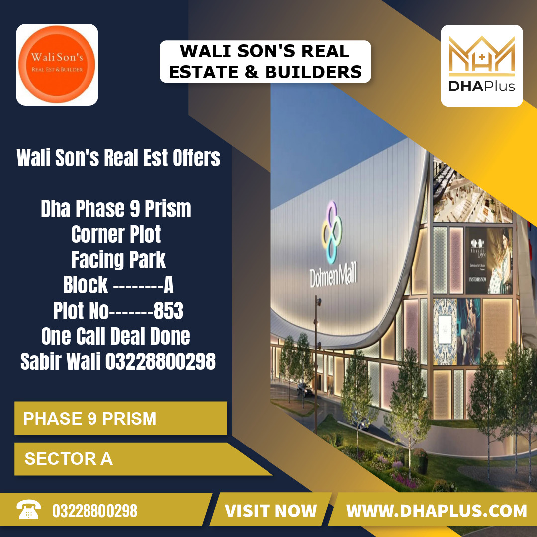 20 Marla Residential Plot for Sale in Sector A -  Phase 9 Prism, Lahore - (DP-38765)