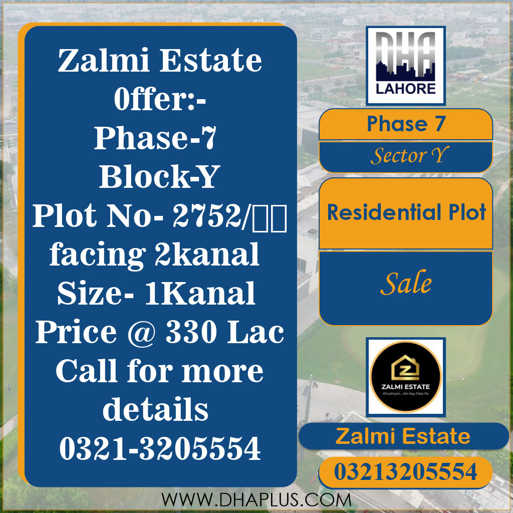 1 Kanal Residential Plot for Sale in Sector Y -  Phase 7, Lahore - (DP-38777)
