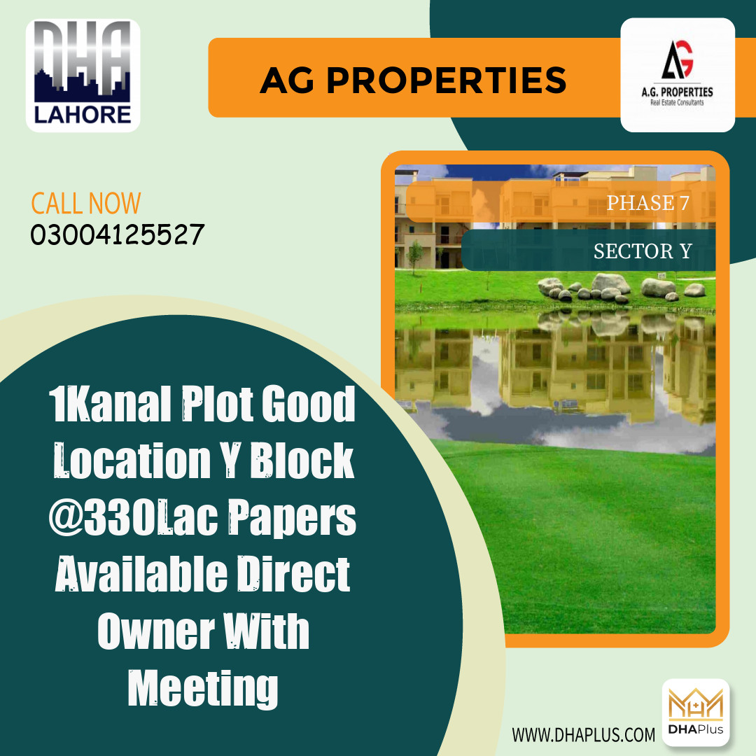 1 Kanal Residential Plot for Sale in Sector Y -  Phase 7, Lahore - (DP-38811)