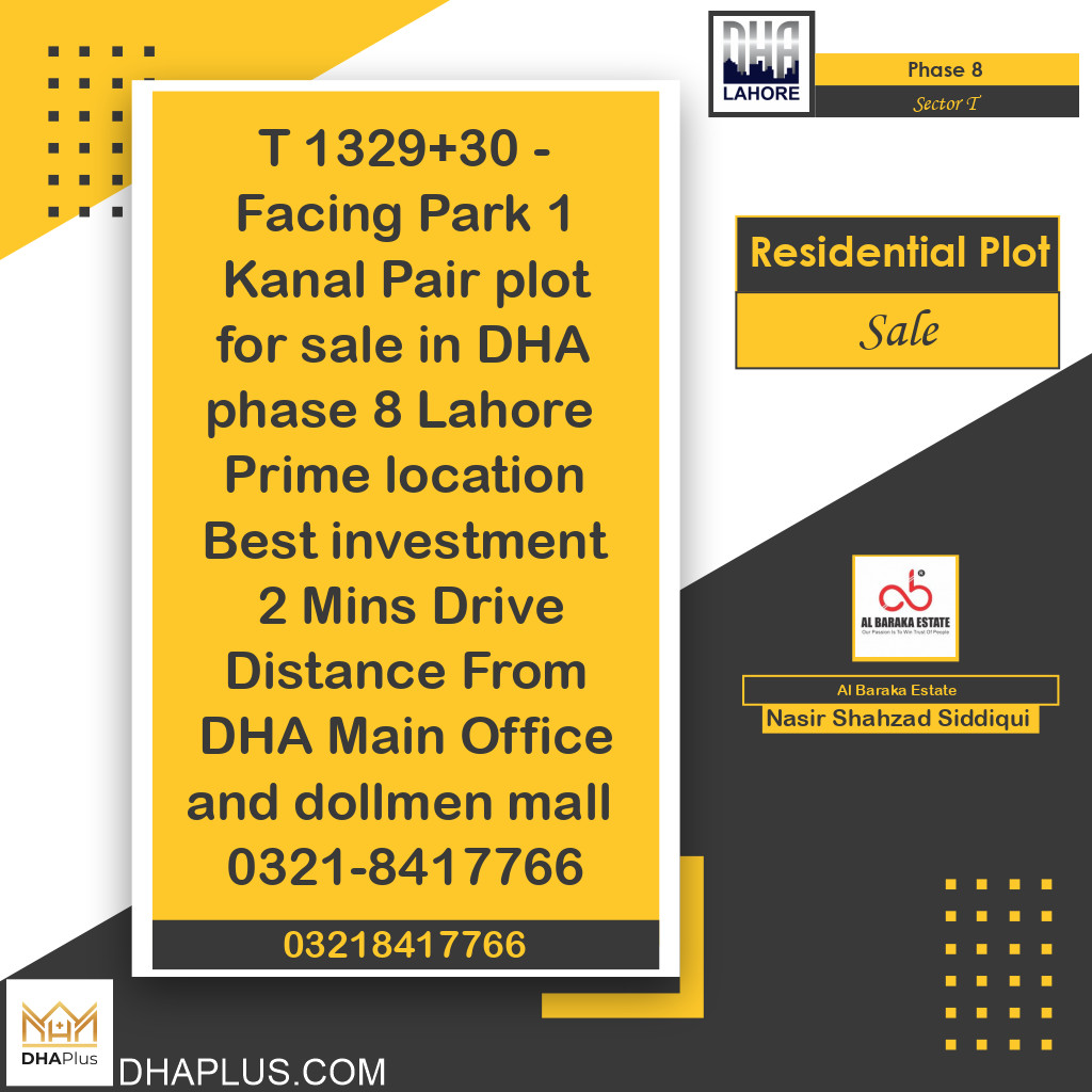 2 Kanal Residential Plot for Sale in Sector T - Phase 8, Lahore - (DP-38828)