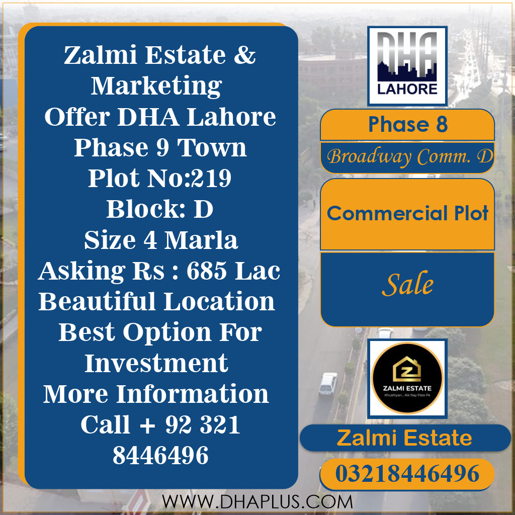 4 Marla Commercial Plot for Sale in Broadway Commercial D - Phase 8, Lahore - (DP-38847)