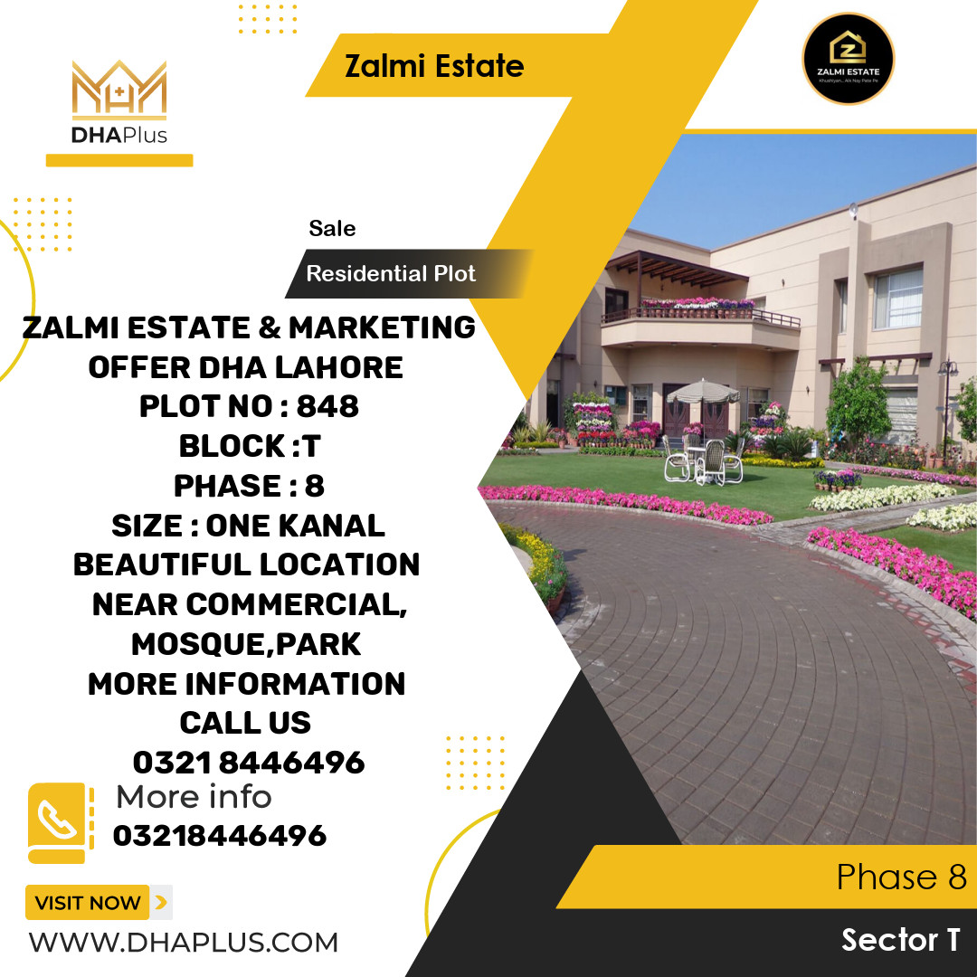 20 Marla Residential Plot for Sale in Sector T -  Phase 8, Lahore - (DP-38880)