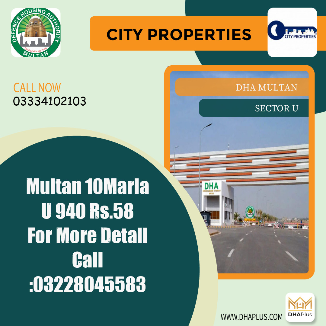 10 Marla Residential Plot for Sale in Sector U -  DHA Multan, Multan - (DP-38891)