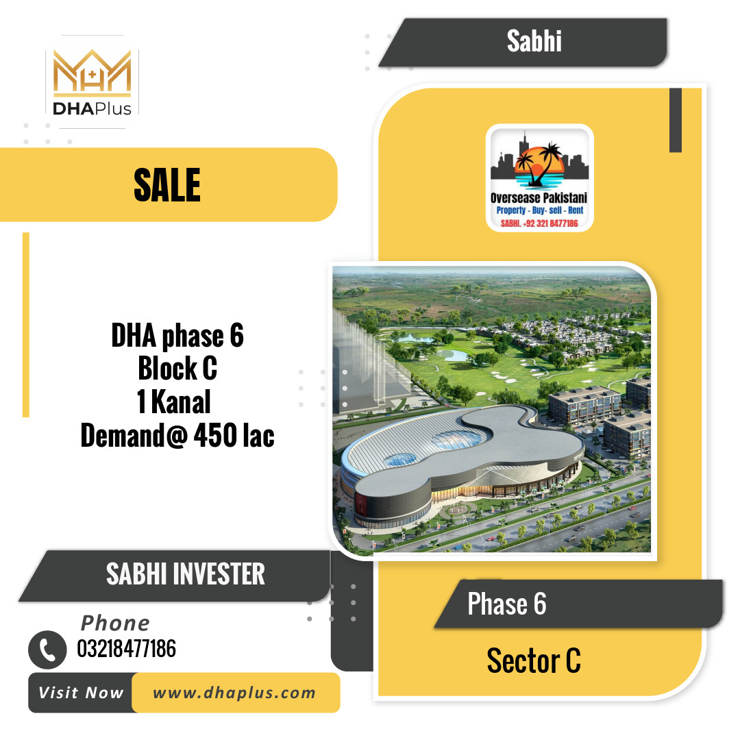 1 Kanal Residential Plot for Sale in Sector C -  Phase 6, Lahore - (DP-38972)