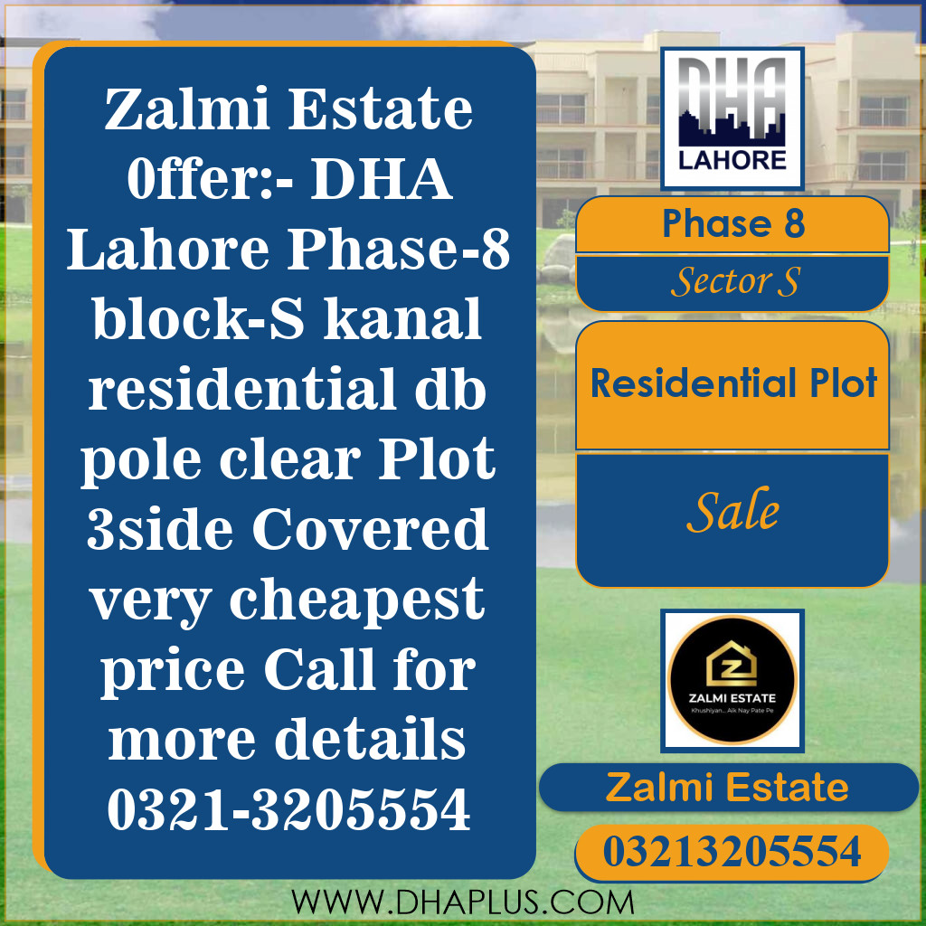 1 Kanal Residential Plot for Sale in Sector S -  Phase 8, Lahore - (DP-39054)