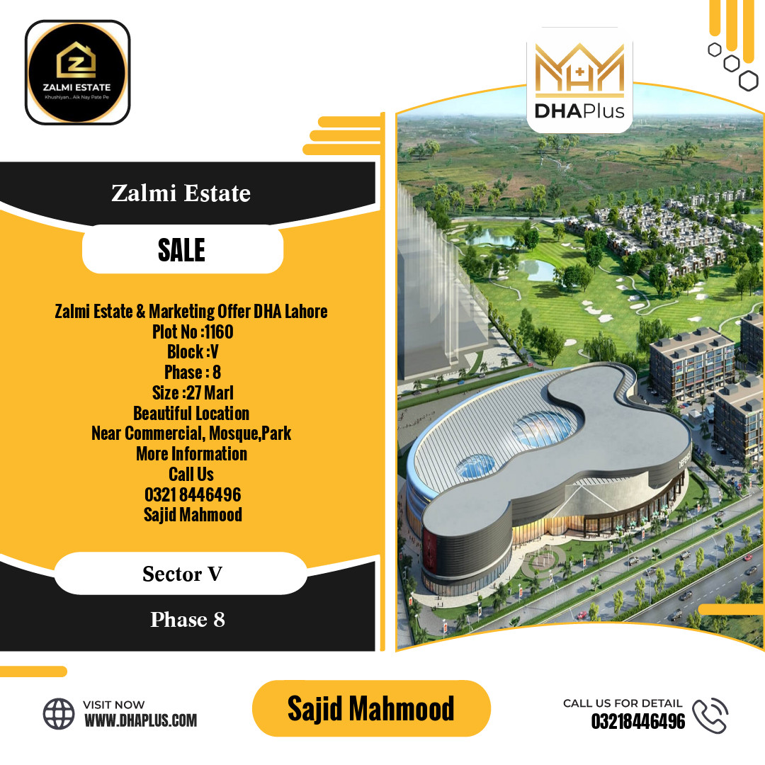 27 Marla Residential Plot for Sale in Sector V -  Phase 8, Lahore - (DP-39064)