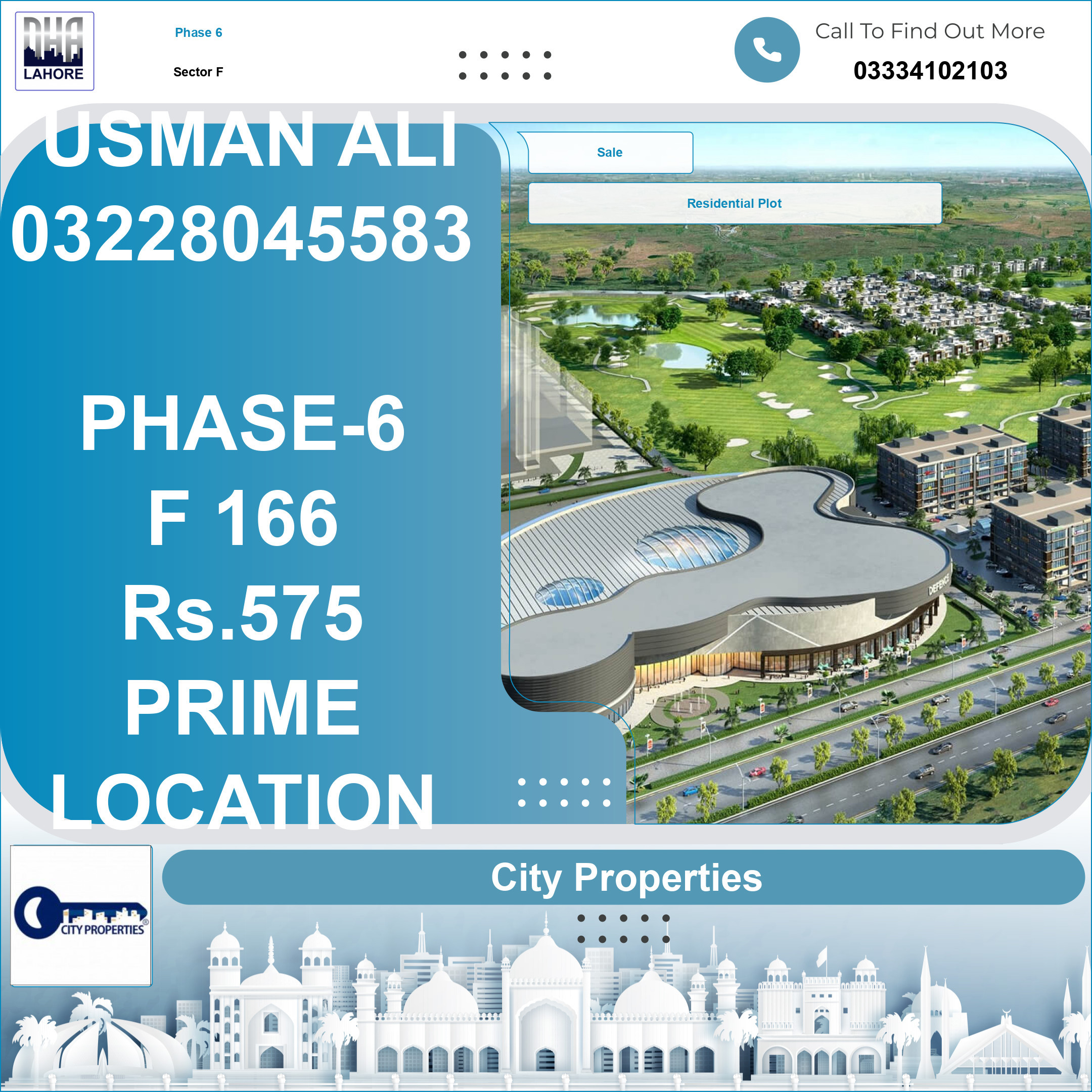 1 Kanal Residential Plot for Sale in Sector F -  Phase 6, Lahore - (DP-39072)