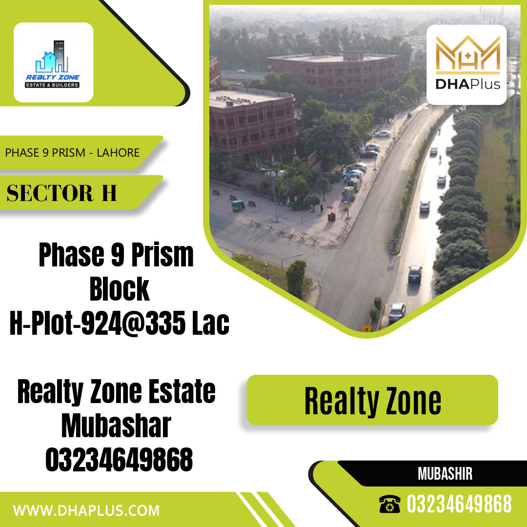 23 Marla Residential Plot for Sale in Sector H -  Phase 9 Prism, Lahore - (DP-39078)