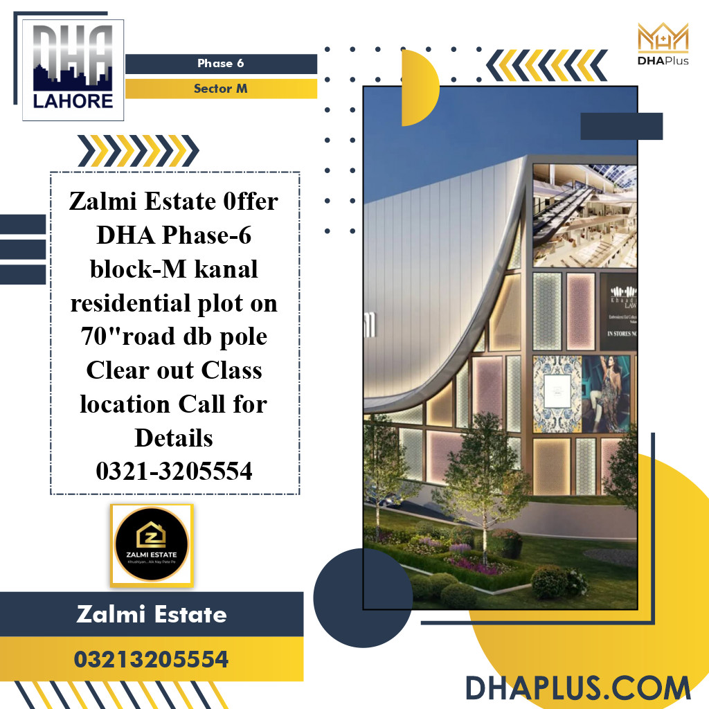 1 Kanal Residential Plot for Sale in Sector M -  Phase 6, Lahore - (DP-39095)