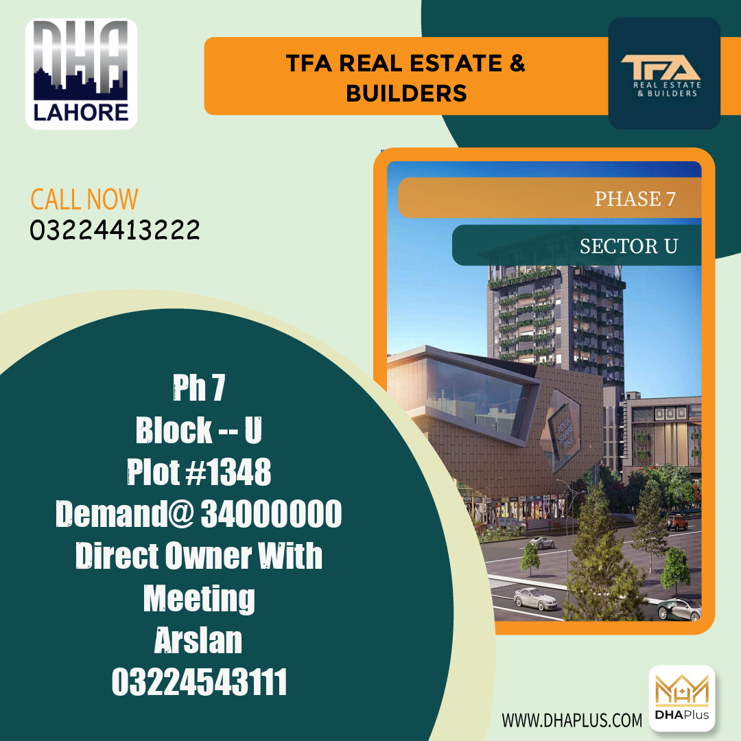 1 Kanal Residential Plot for Sale in Sector U -  Phase 7, Lahore - (DP-39121)
