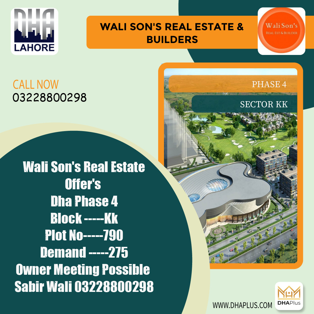9 Marla Residential Plot for Sale in Sector KK -  Phase 4, Lahore - (DP-39154)