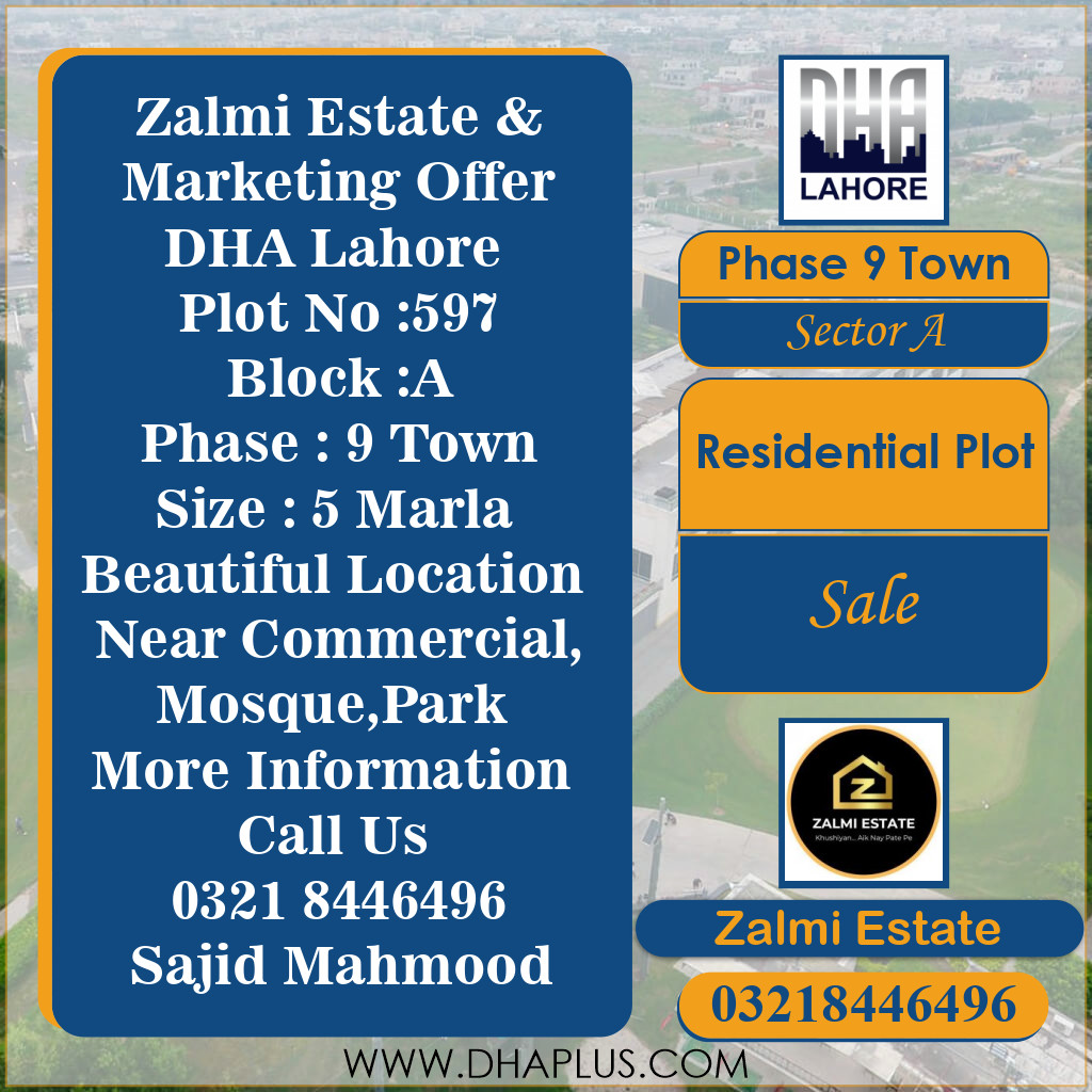 5 Marla Residential Plot for Sale in Sector A -  Phase 9 Town, Lahore - (DP-39240)