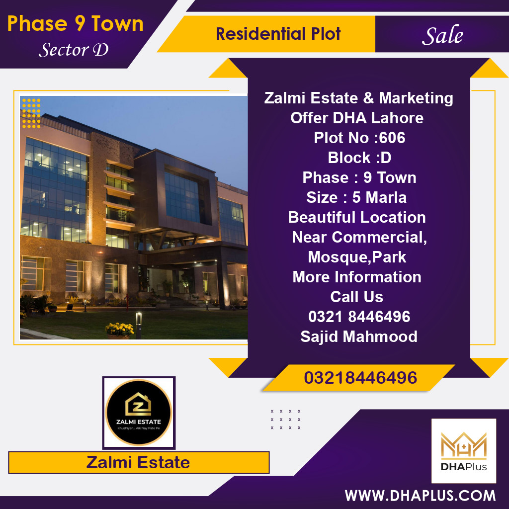 5 Marla Residential Plot for Sale in Sector D -  Phase 9 Town, Lahore - (DP-39241)