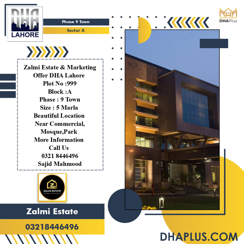 5 Marla Residential Plot for Sale in Sector A -  Phase 9 Town, Lahore - (DP-39243)