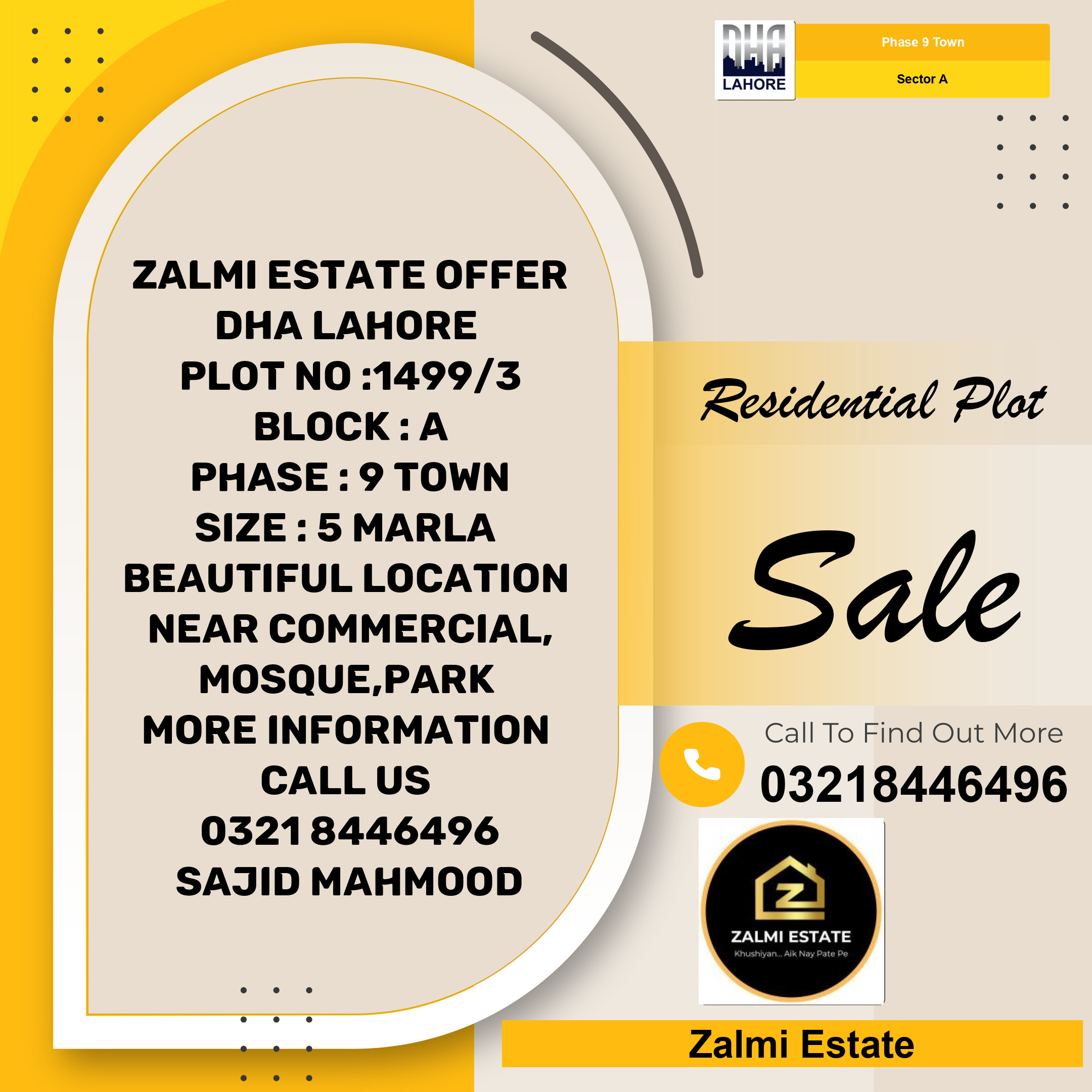 5 Marla Residential Plot for Sale in Sector A -  Phase 9 Town, Lahore - (DP-39248)