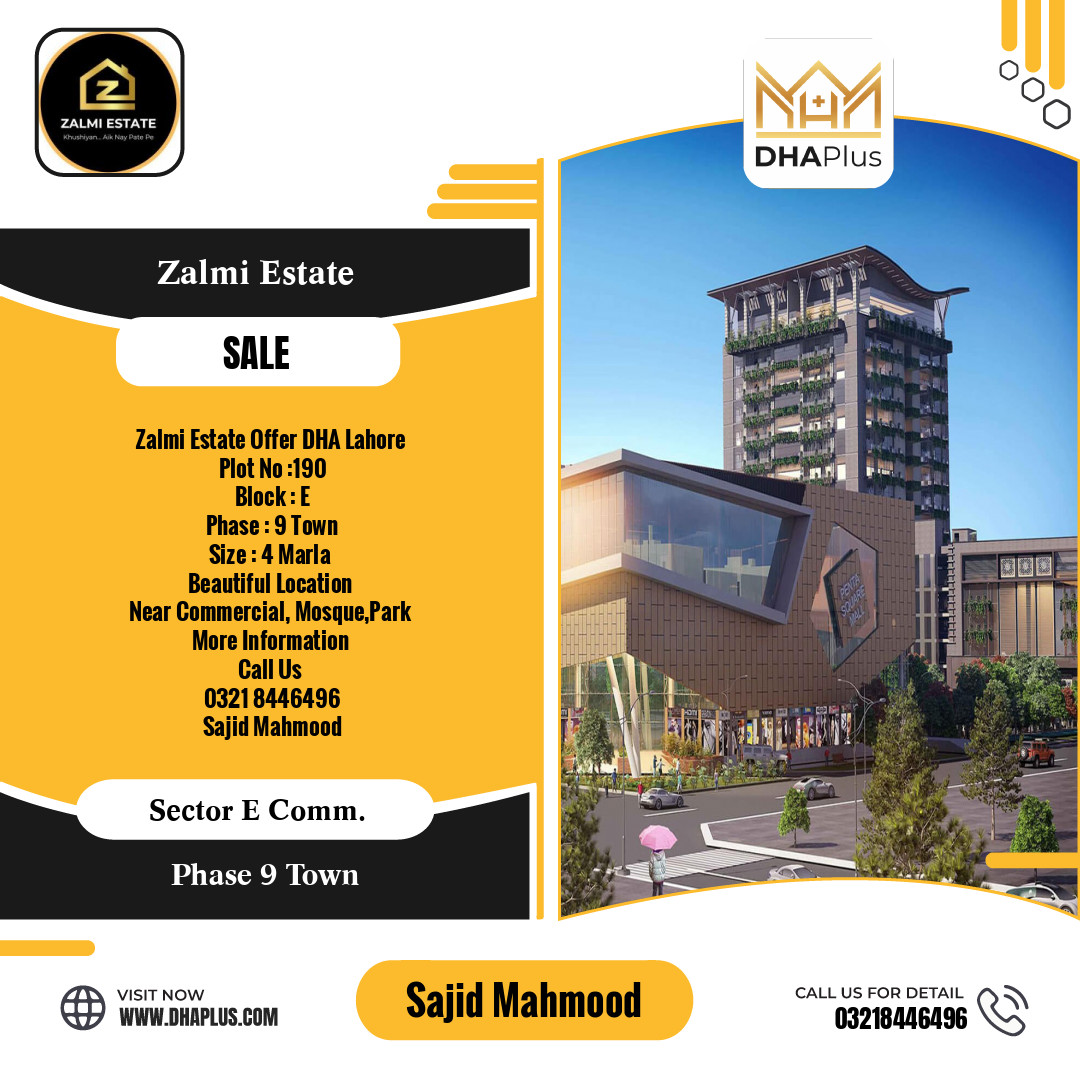 4 Marla Commercial Plot for Sale in Sector E Commercial -  Phase 9 Town, Lahore - (DP-39284)