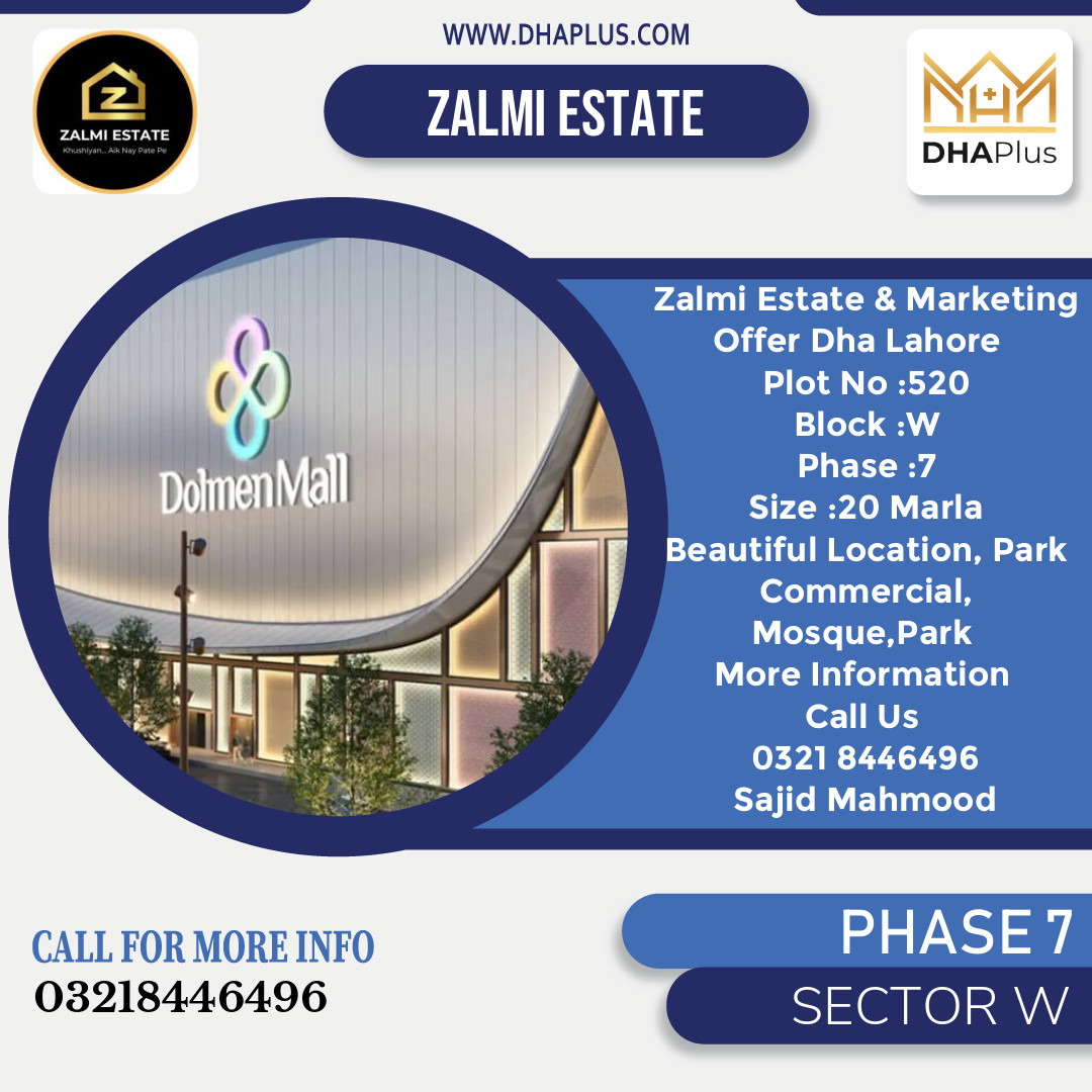 20 Marla Residential Plot for Sale in Sector W -  Phase 7, Lahore - (DP-39346)