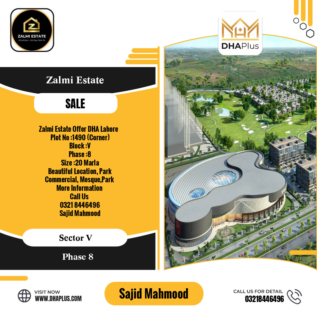 20 Marla Residential Plot for Sale in Sector V -  Phase 8, Lahore - (DP-39347)
