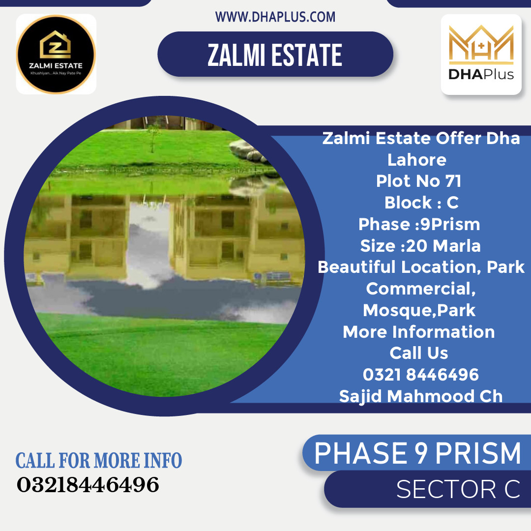 20 Marla Residential Plot for Sale in Sector C -  Phase 9 Prism, Lahore - (DP-39372)