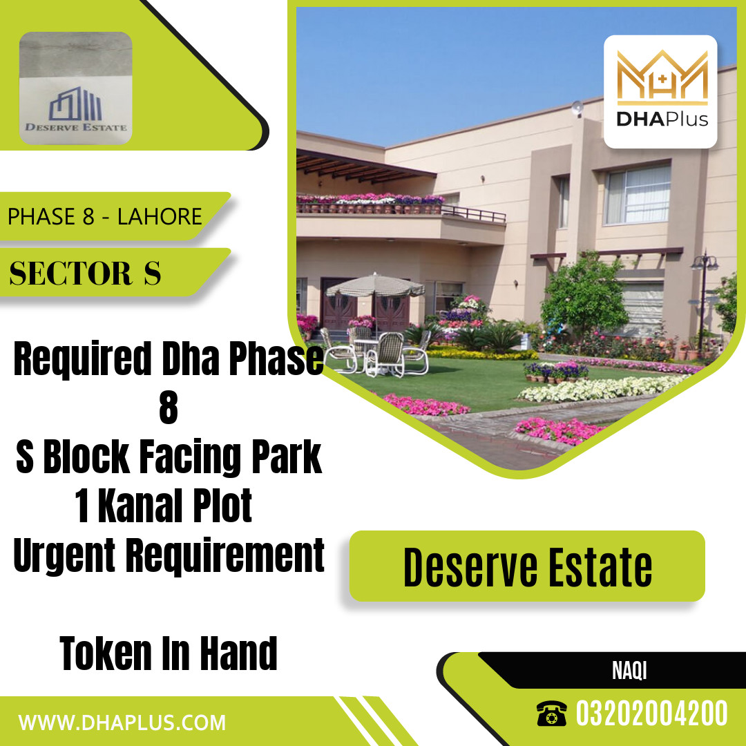 1 Kanal Required Residential Plot in Sector S -  Phase 8, Lahore - (DP-39389)