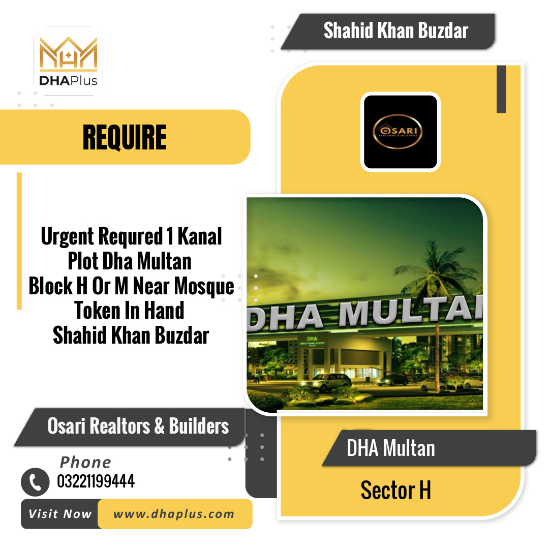 1 Marla Required Residential Plot in Sector H -  DHA Multan, Multan - (DP-39403)