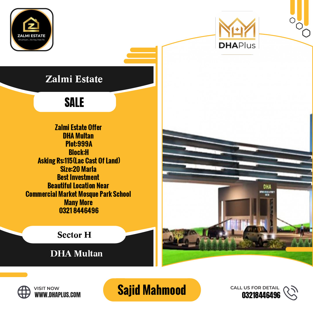 1 Kanal Residential Plot for Sale in Sector H - DHA Multan, Multan - (DP-39426)