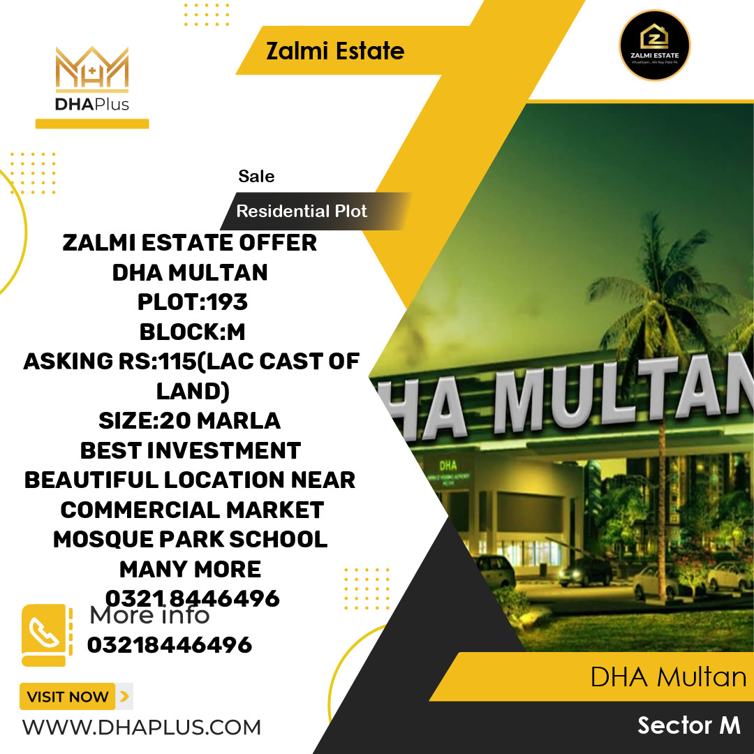 1 Kanal Residential Plot for Sale in Sector M - DHA Multan, Multan - (DP-39427)