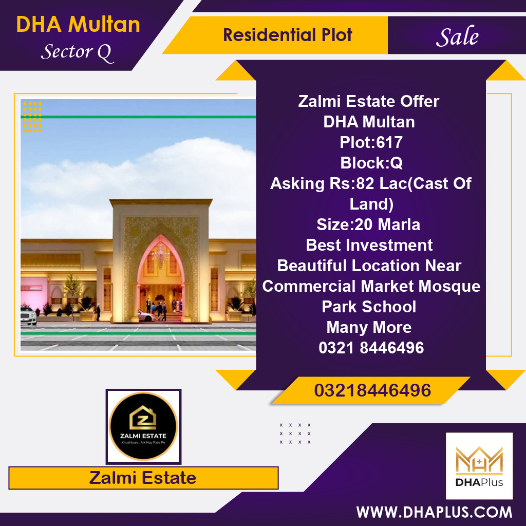 20 Marla Residential Plot for Sale in Sector Q -  DHA Multan, Multan - (DP-39480)