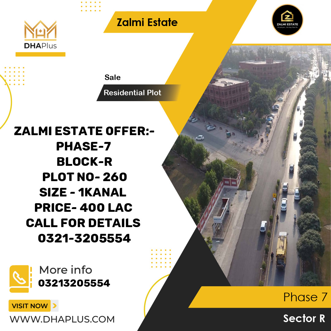 1 Kanal Residential Plot for Sale in Sector R -  Phase 7, Lahore - (DP-39485)
