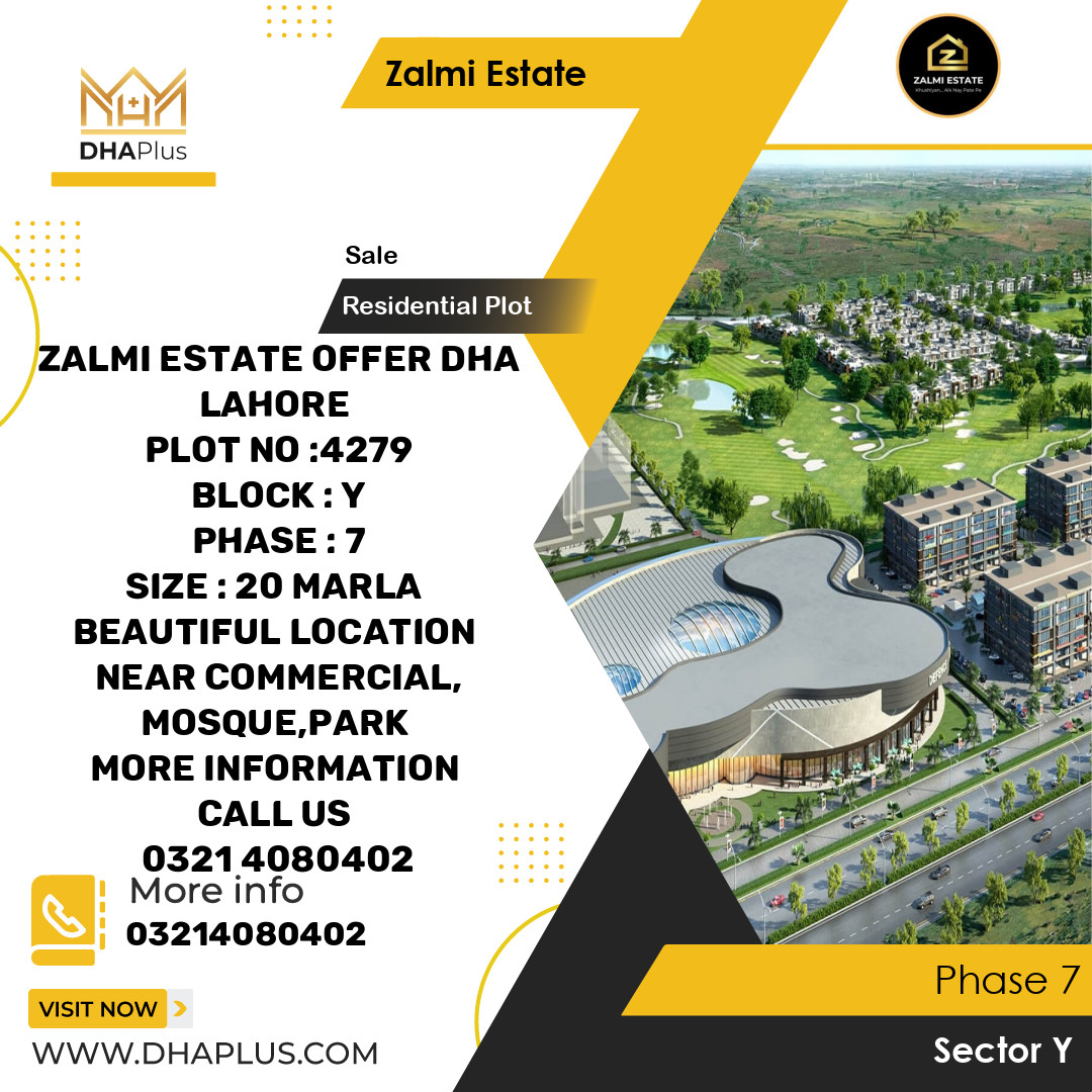 20 Marla Residential Plot for Sale in Sector Y -  Phase 7, Lahore - (DP-39597)