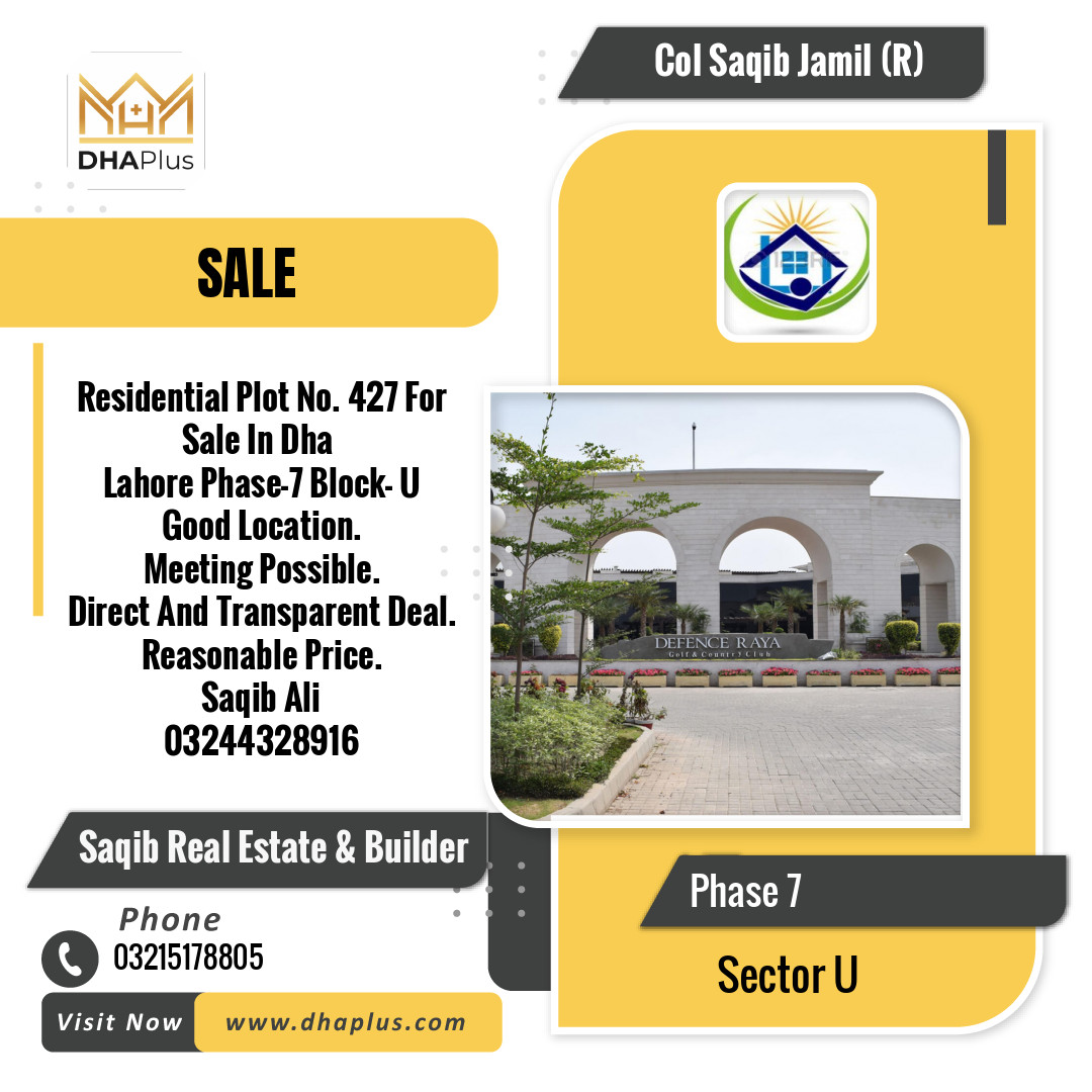 1 Kanal Residential Plot for Sale in Sector U - Phase 7, Lahore - (DP-39627)