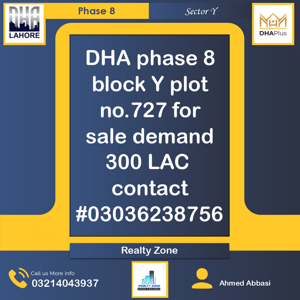 22 Marla Residential Plot for Sale in Sector Y -  Phase 8, Lahore - (DP-39628)