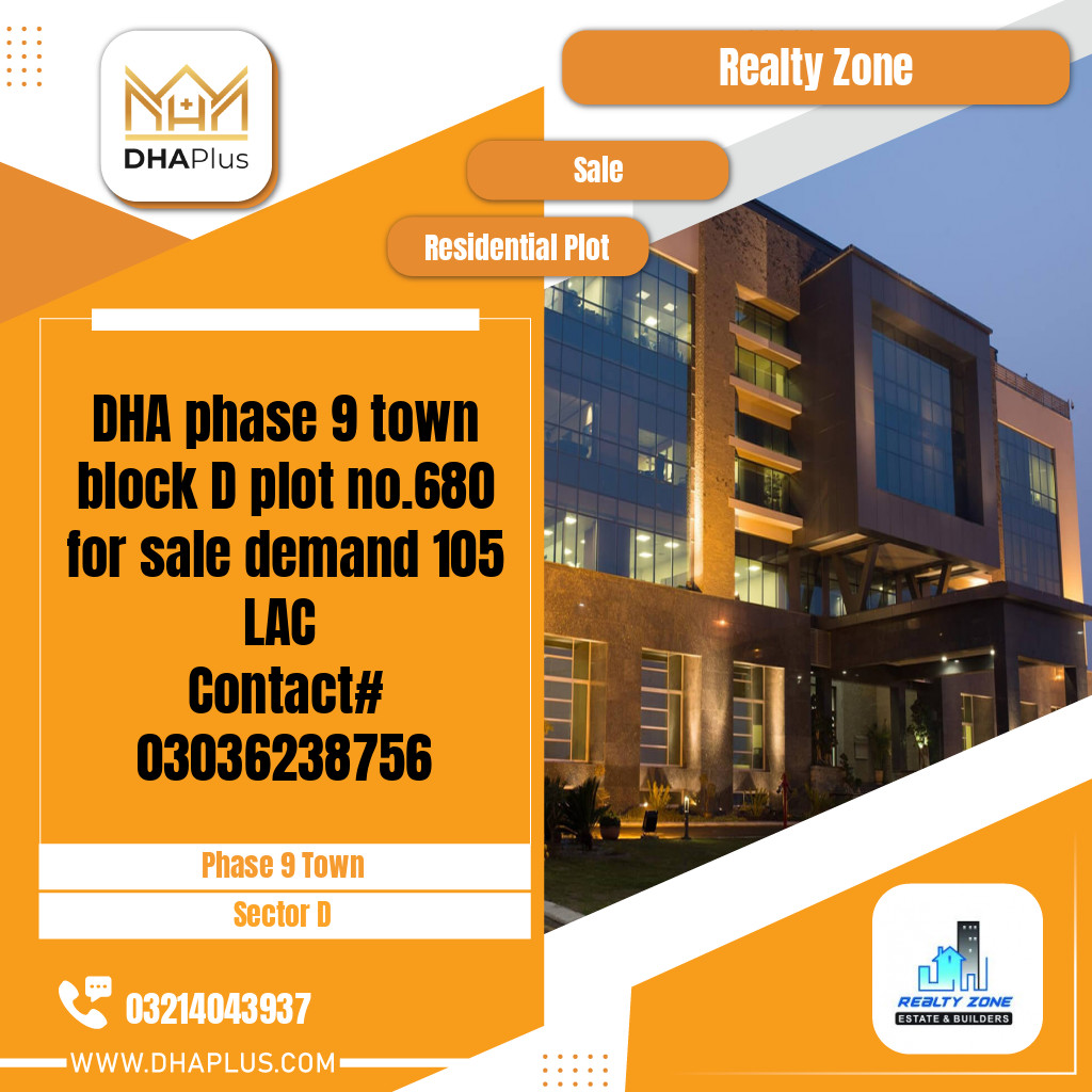 5 Marla Residential Plot for Sale in Sector D -  Phase 9 Town, Lahore - (DP-39671)