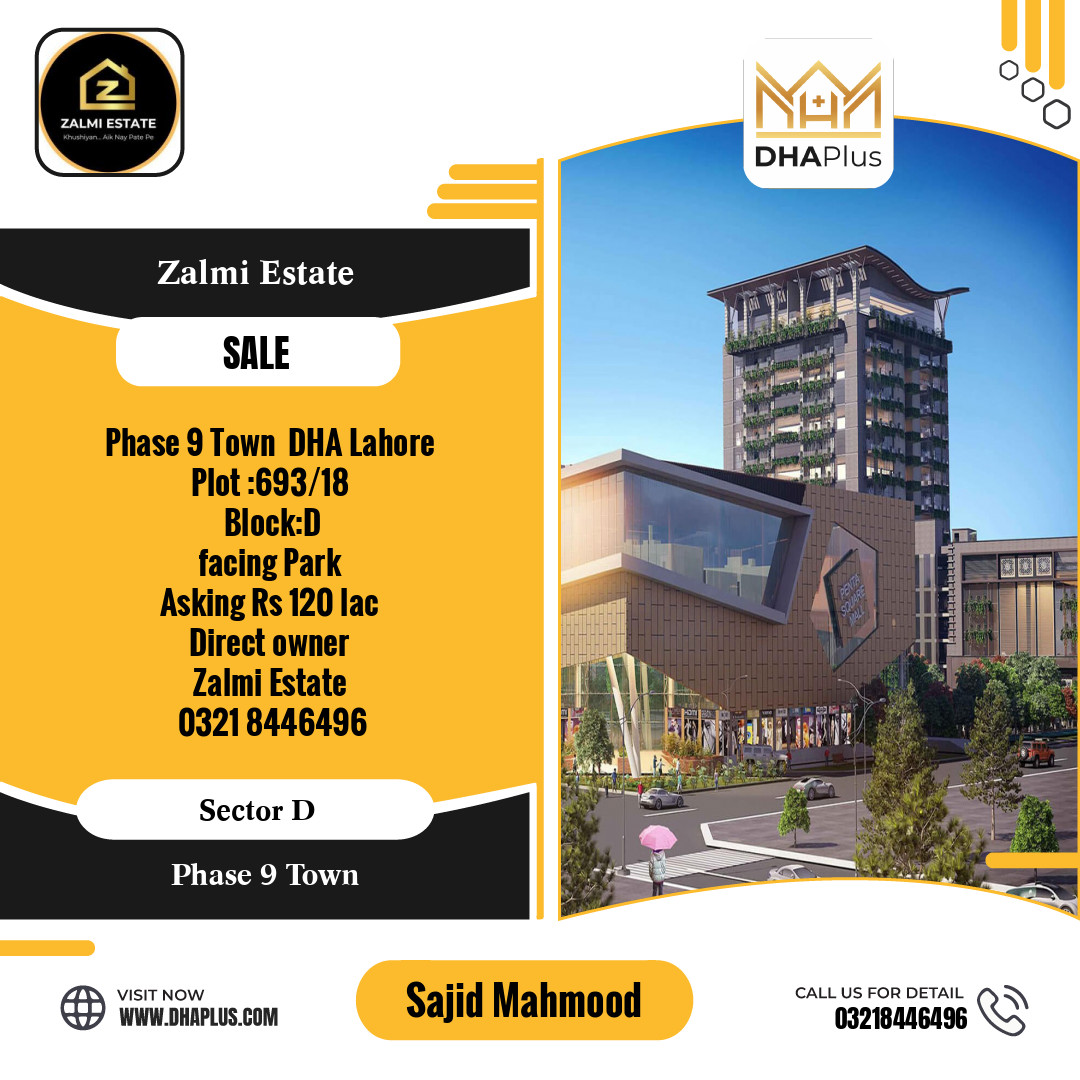 5 Marla Residential Plot for Sale in Sector D -  Phase 9 Town, Lahore - (DP-39702)