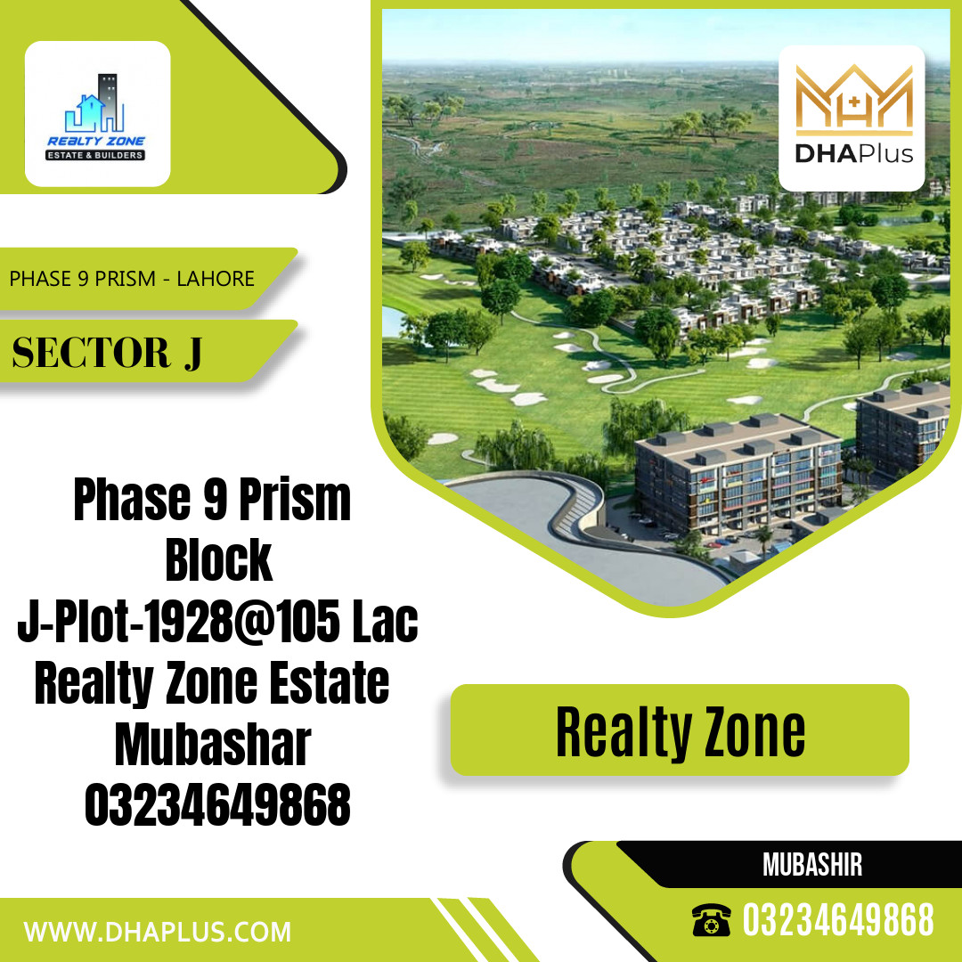 10 Marla Residential Plot for Sale in Sector J - Phase 9 Prism, Lahore - (DP-39770)